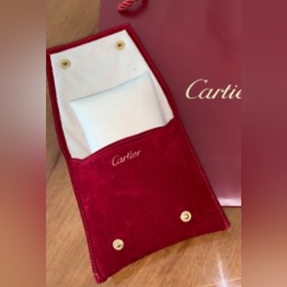 GENUINE CARTIER RED SUEDE POUCH WITH PILLOW